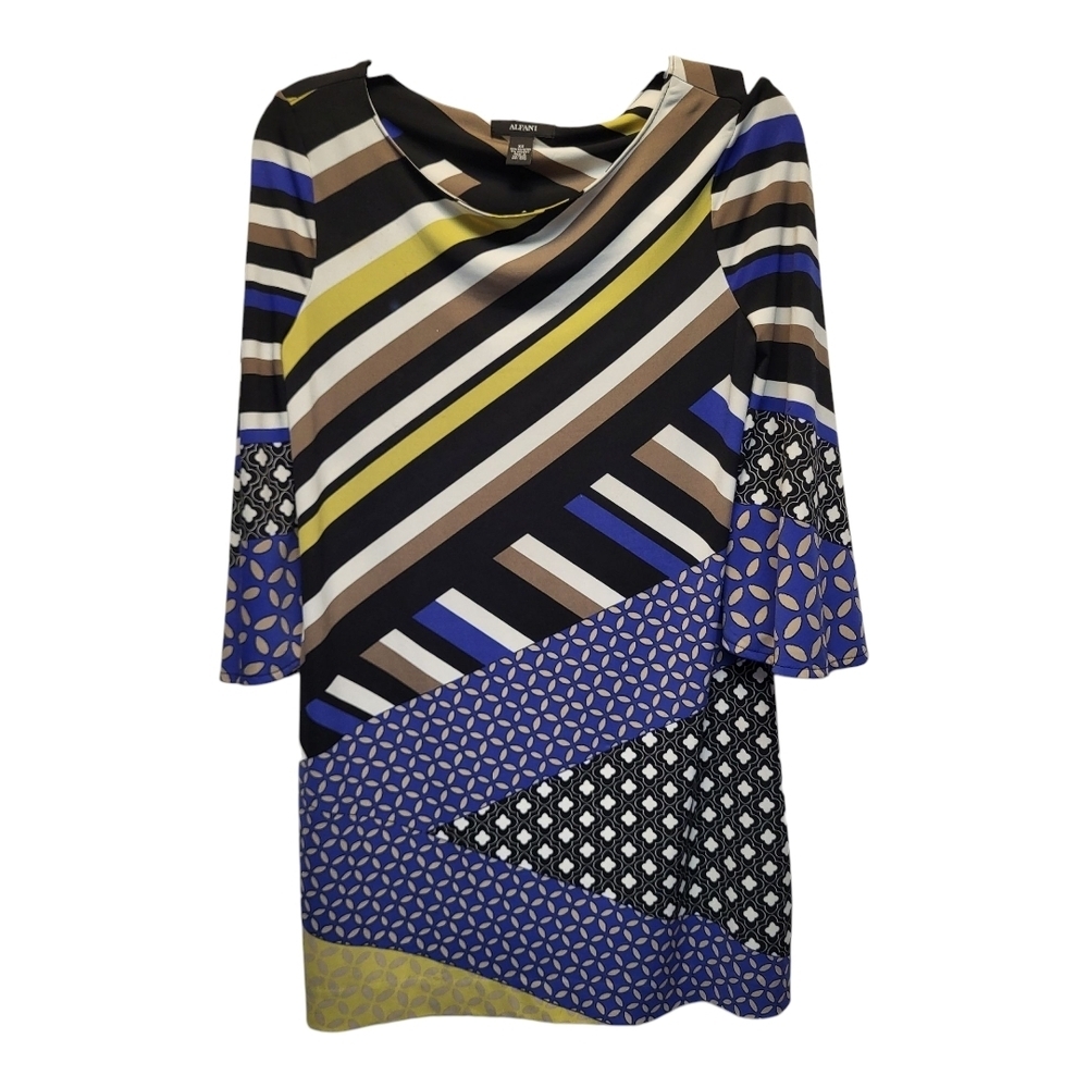 Alfani Blue Black Asymmetrical Tunic Dress - Size XS